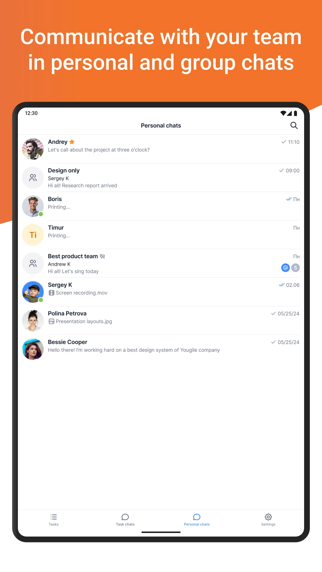 YouGile: task tracker and chat screenshot